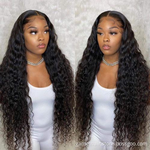 Wholesale Glue-free HD 250 density 13x4"32" High Quality Wig 100% Women Hair Water Wave Brazilian Hair Lace Front Wig